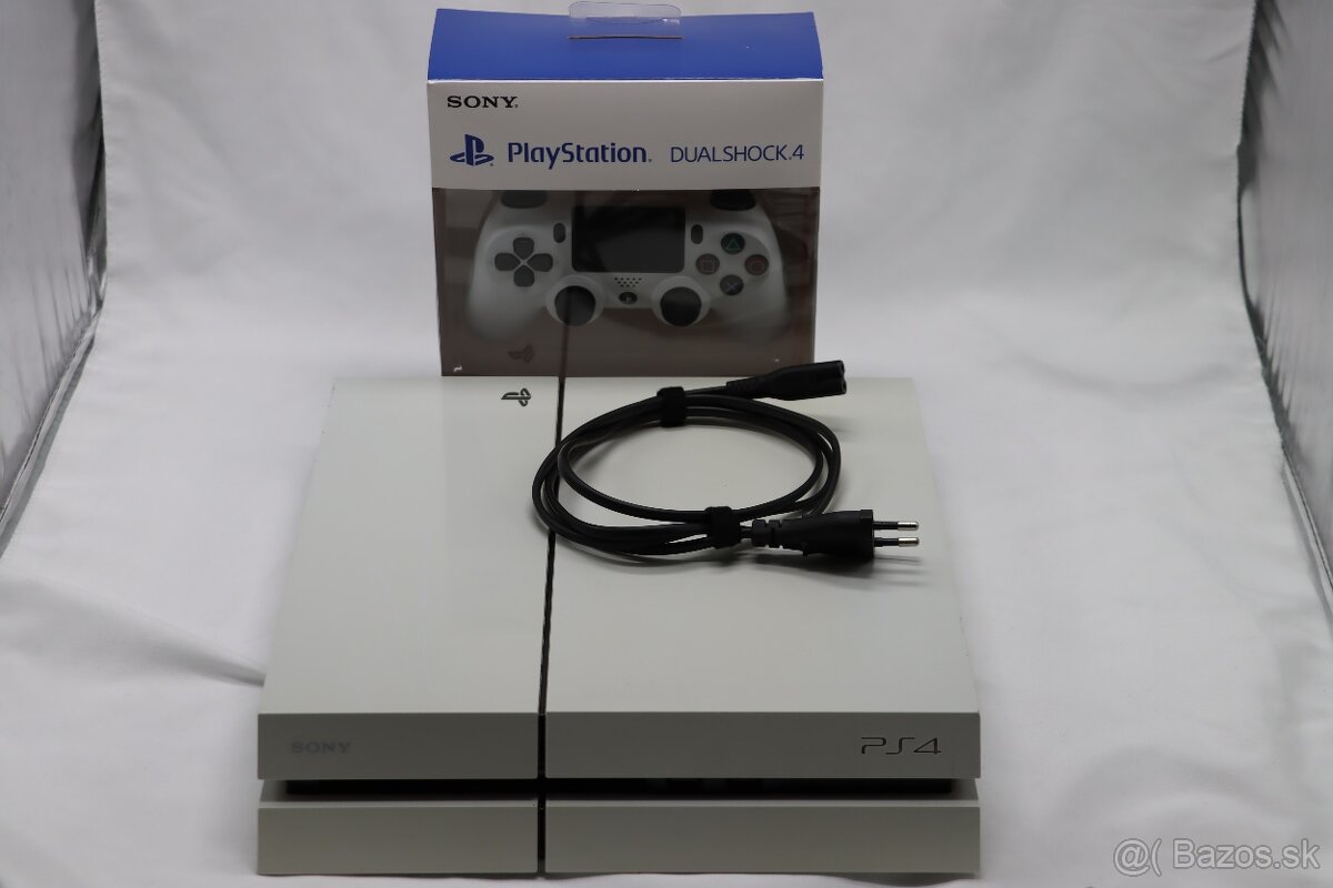 PS4 CUH-1116A biela + biely ovládač + káble