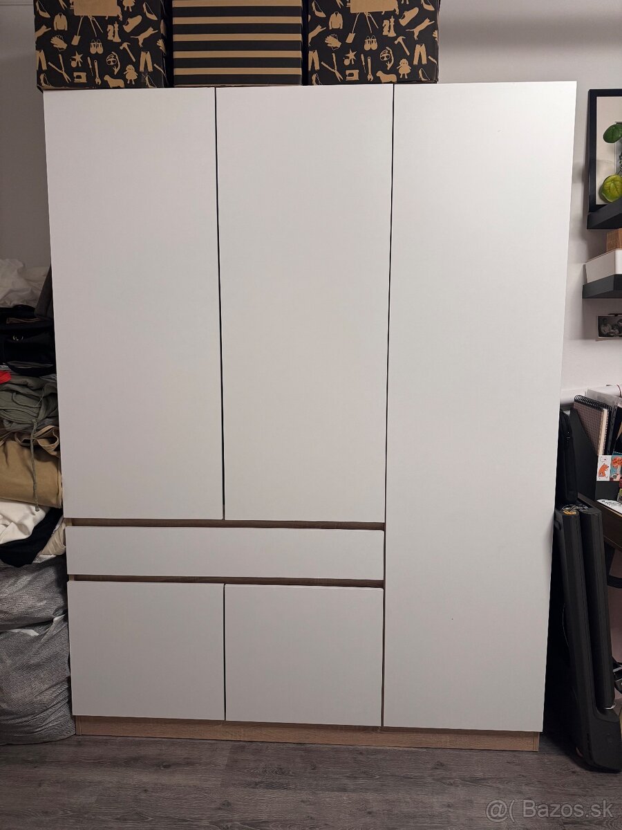 Šatníková skriňa biela/dub