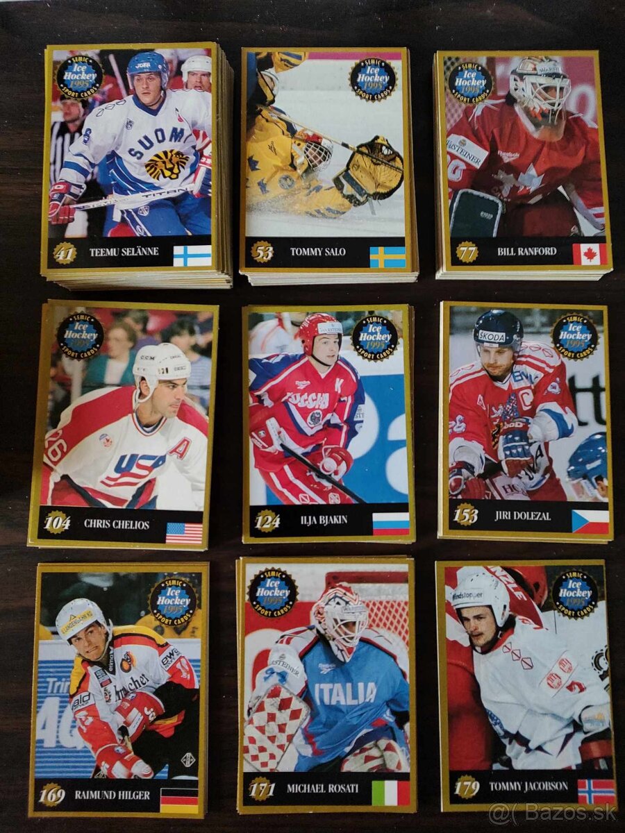 Predám hokejové kartičky Semic 95 komplet set 240ks