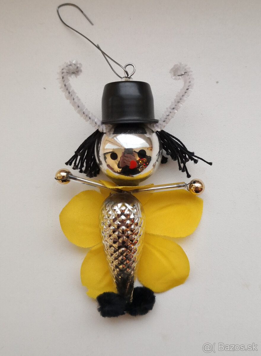 Retro vianočné ozdoby 2x motýľ