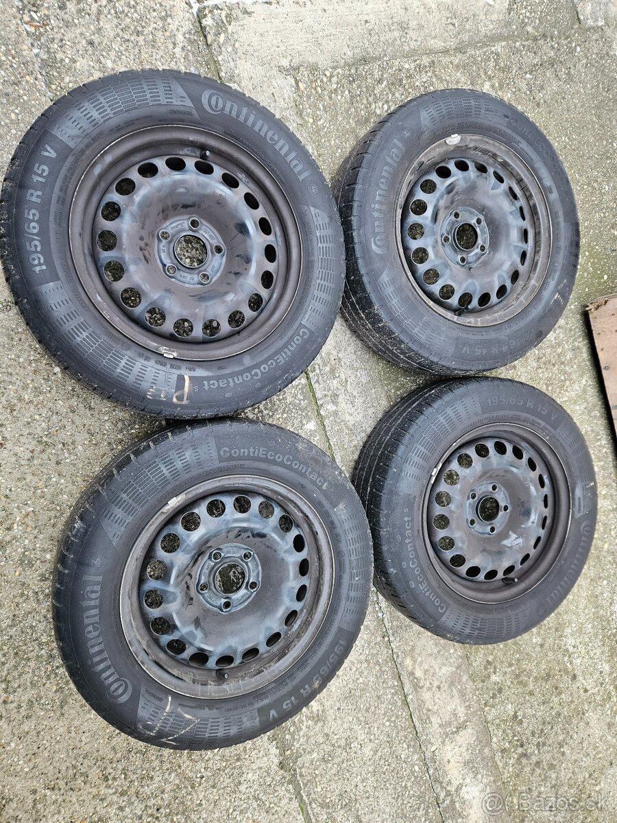 4x Plechové disky Opel 6Jx15, ET37 + letné pneu