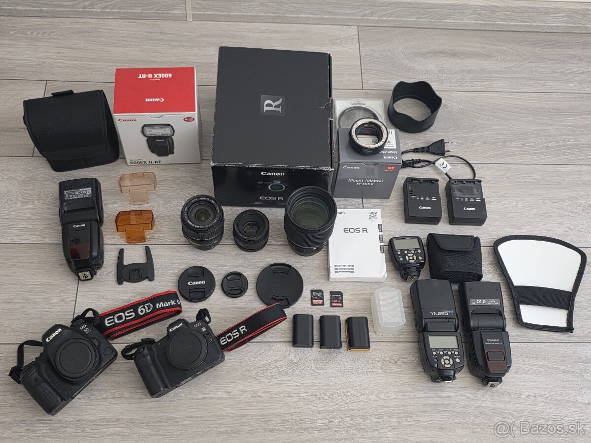 Canon EOS R + Canon 6D MK II + Objektívy + Prísl.