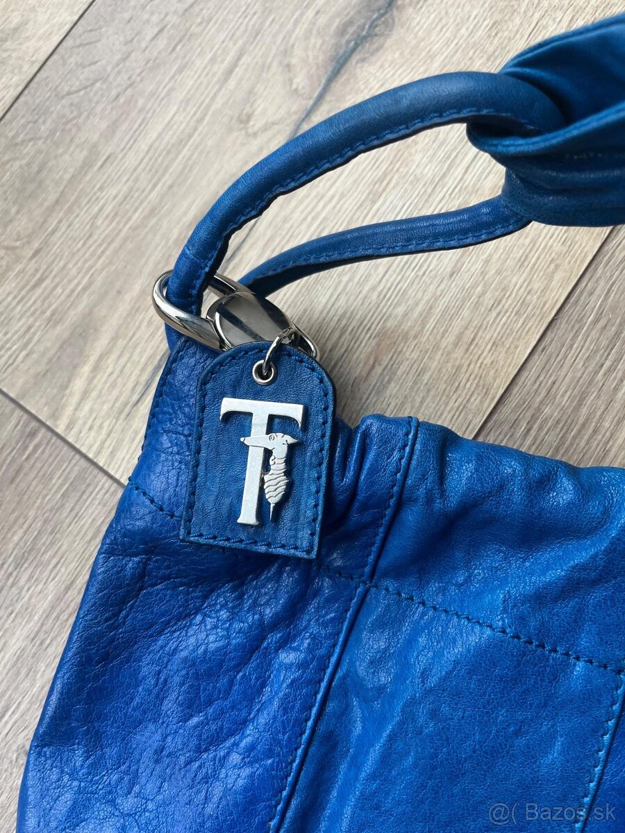 Modrá kožená kabelka Trussardi