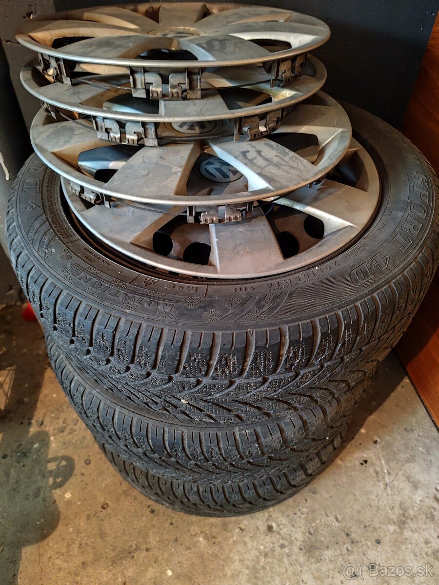 Plechové disky 16" so zimnými pneu+puklice