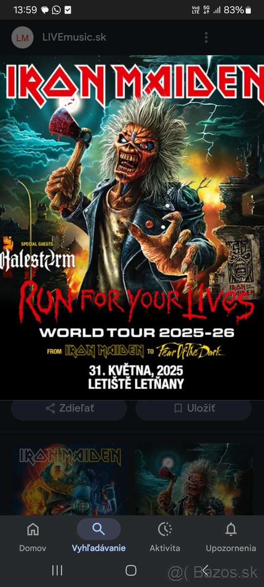 Vstupenka na Iron Maiden Praha