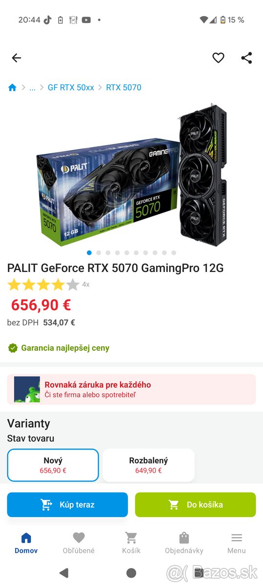 RTX 5070 12 GB Palit gaming pro