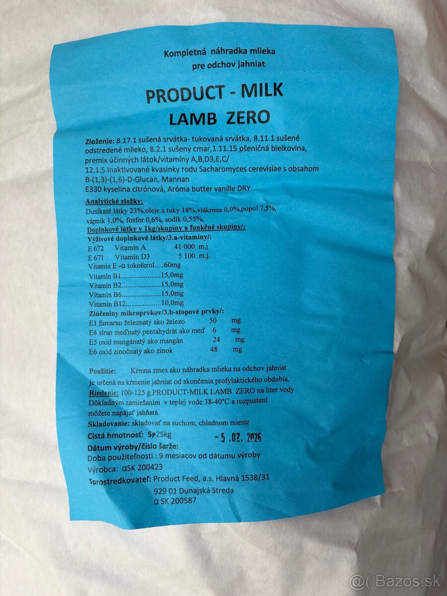 Sušené mlieko pre jahňatá Milk Lamb
