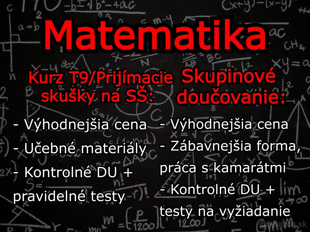 Doučovanie matematiky - matematika ľudskou rečou