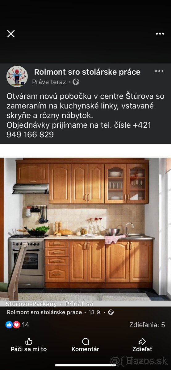 Kuchynské linky a rôzny nábytok