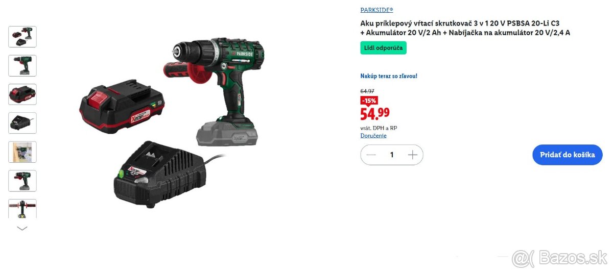 Priklepova vrtacka Parkside PSBSA 20-Li C3