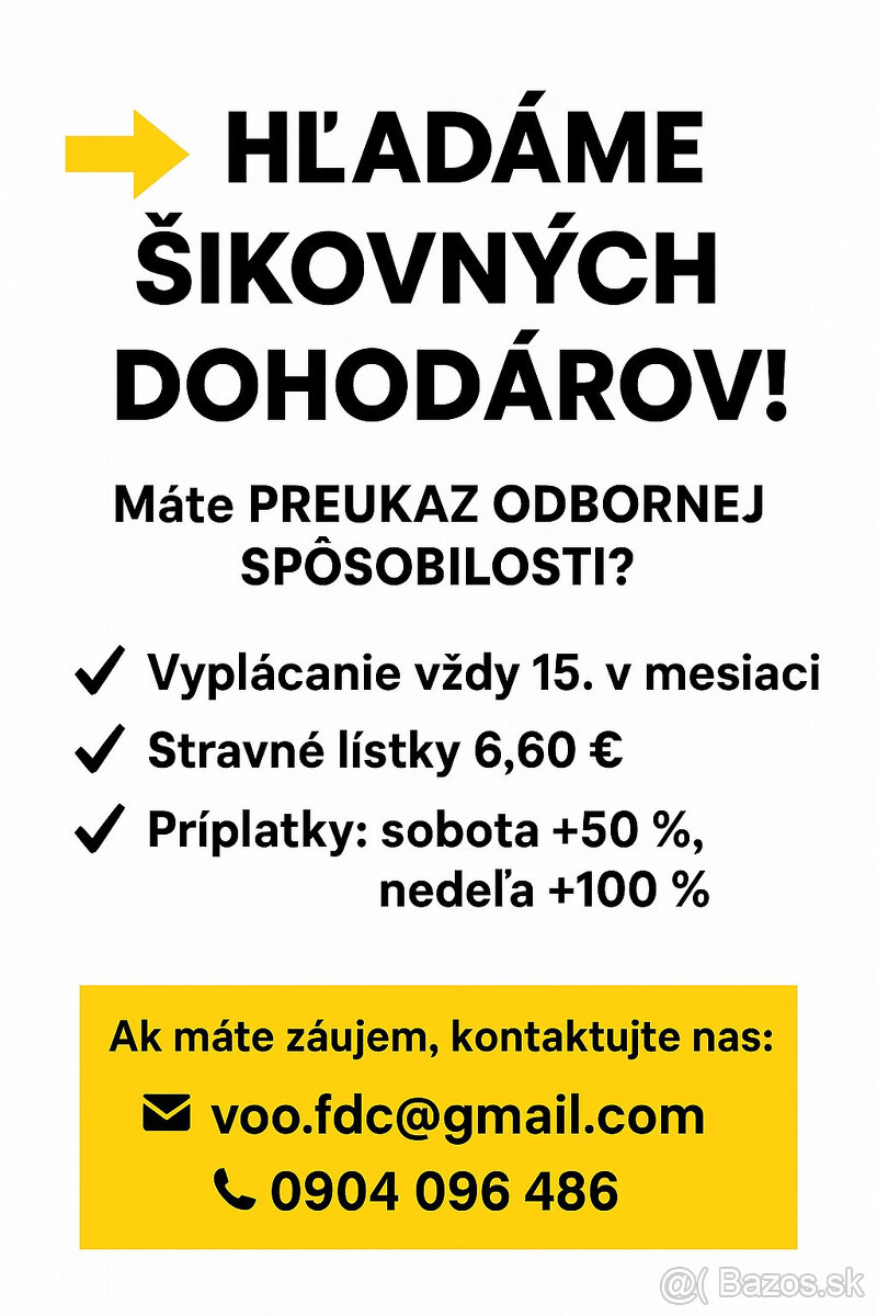 ⚡ PRÁCA V SBS – okamžitý nástup ⚡ Galanta