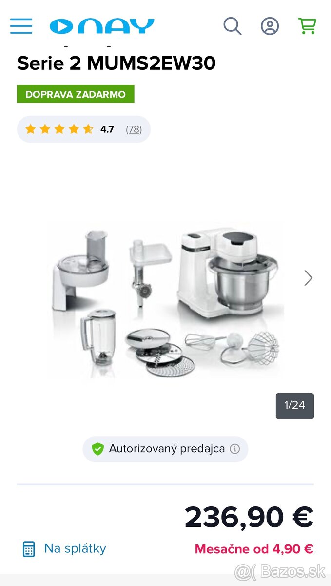 Kuchynský robot Bosch MUM Serie 2 MUMS2EW30