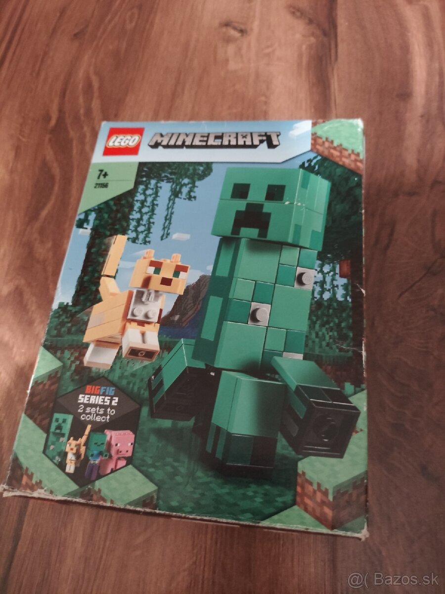 LEGO Minecraft 21156, BigFig Creeper a Ocelot, s krabicou