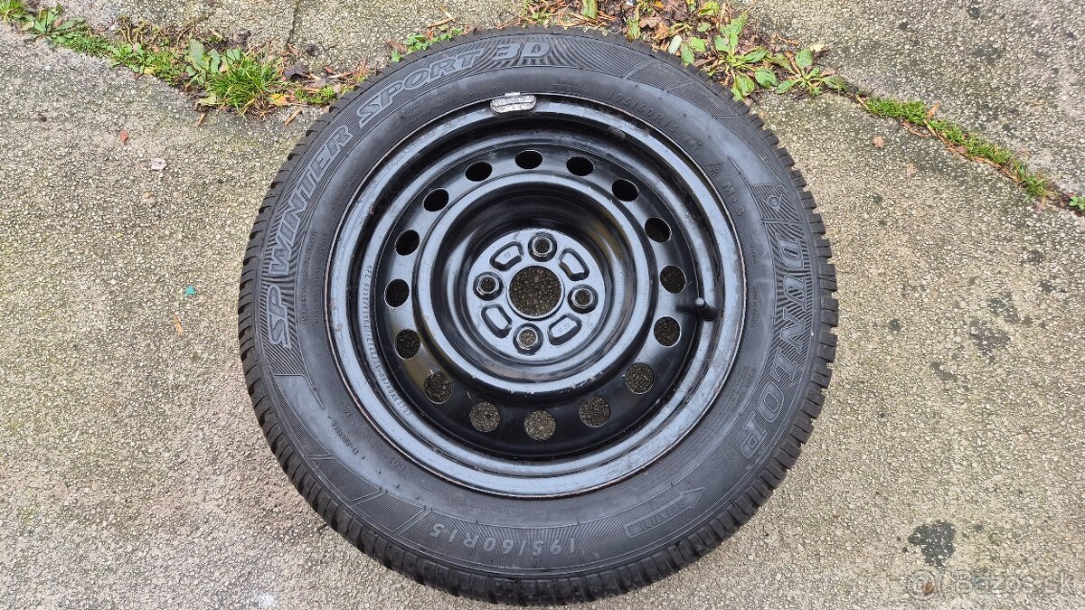Plechový disk 4x100r15,z pneumatíkou 195/60/15, Toyota.