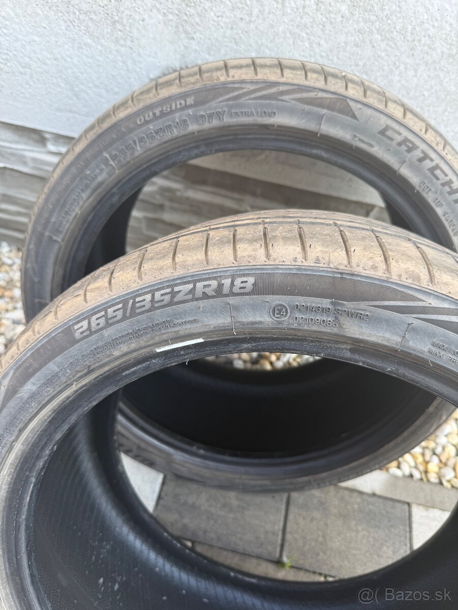 4× letné pneumatiky 18” – 265/35 ZR18 a 225/45 ZR18