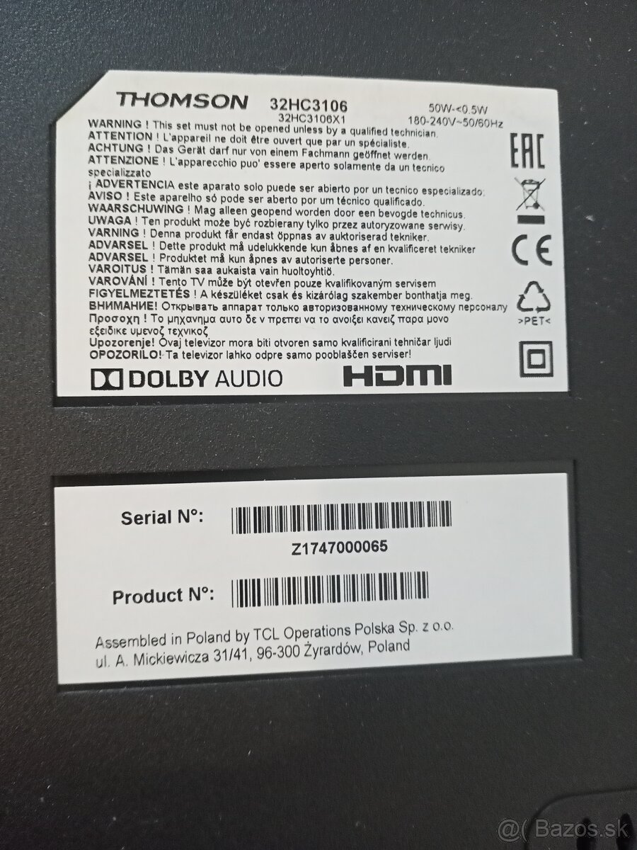 Televízor 32 palcov, 83 uhlopriečka