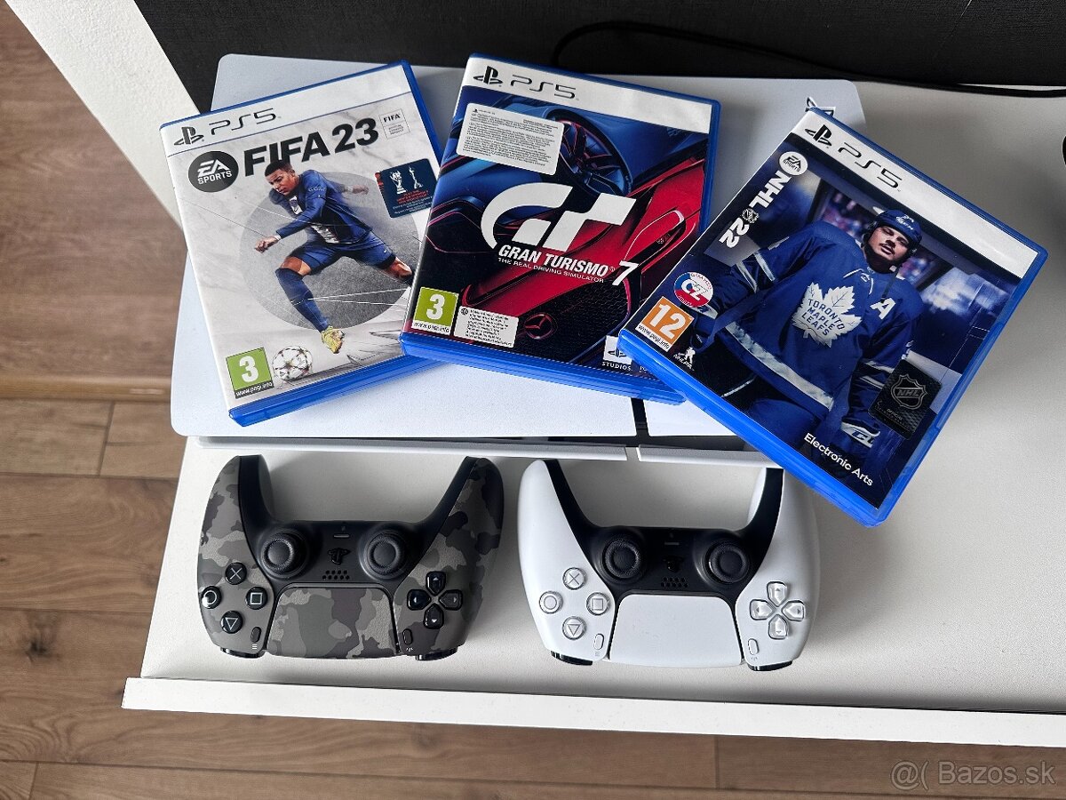 PS5 Slim s mechanikou – záruka, hry, ovládače, komplet balen