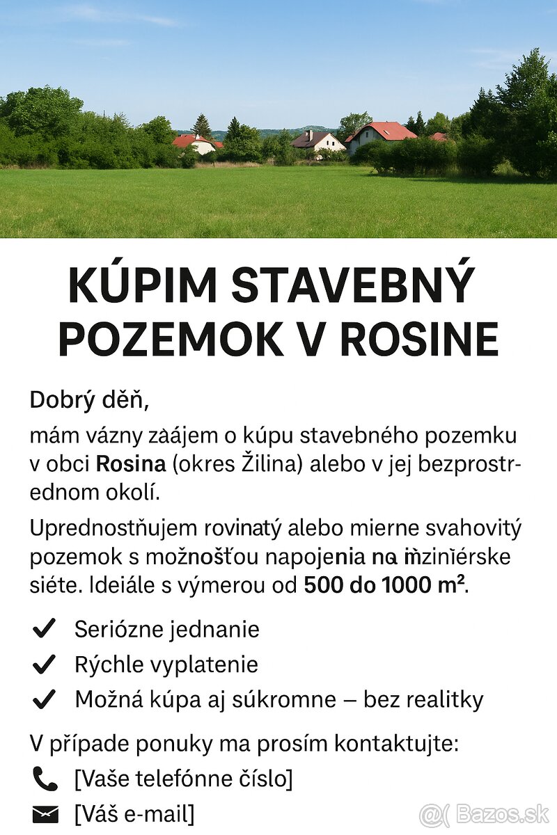 Pozemok Rosina