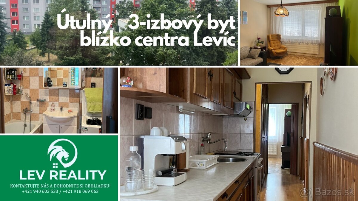 ✨ Na predaj: Priestranný 3-izbový byt blízko centra Levíc