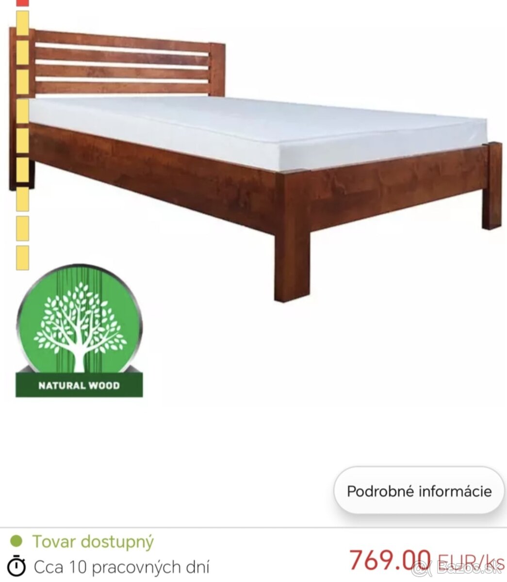 Drevená dubová posteľ 160x200