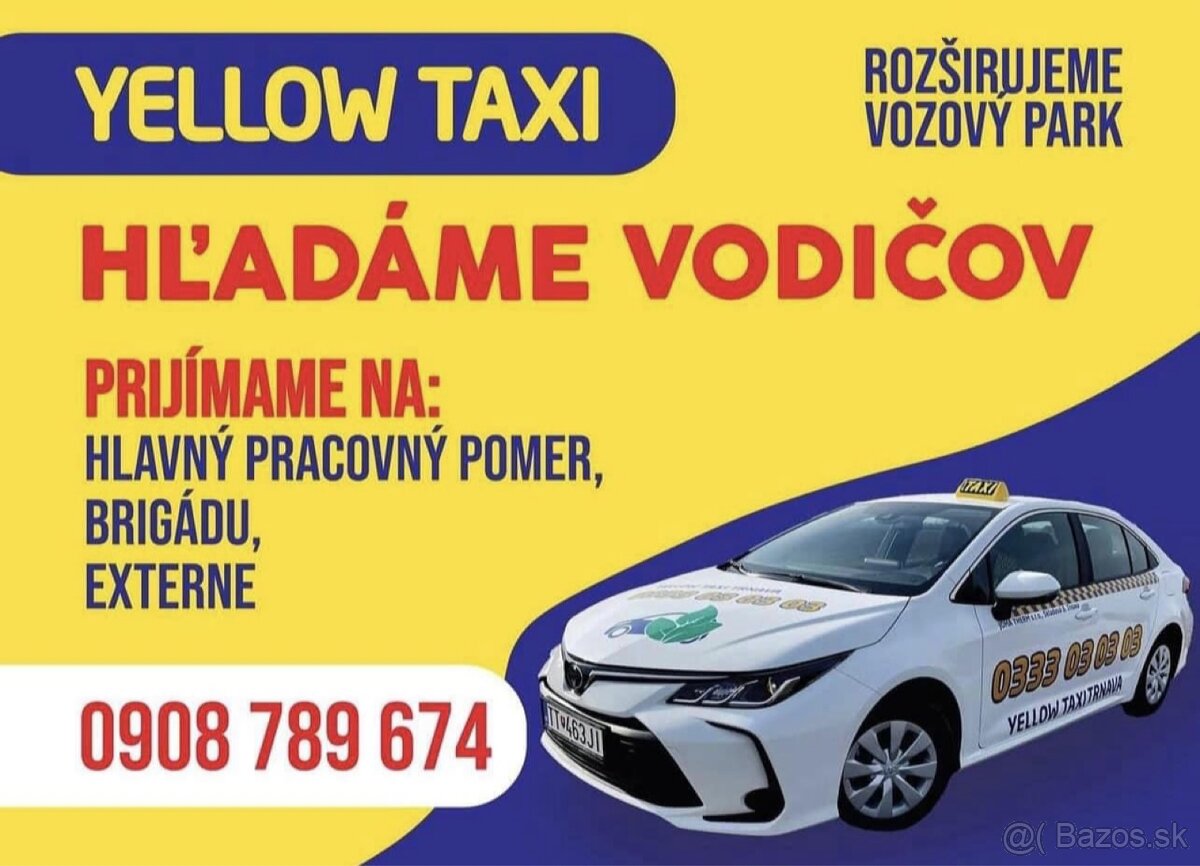 Prijímame vodičov Taxi služby