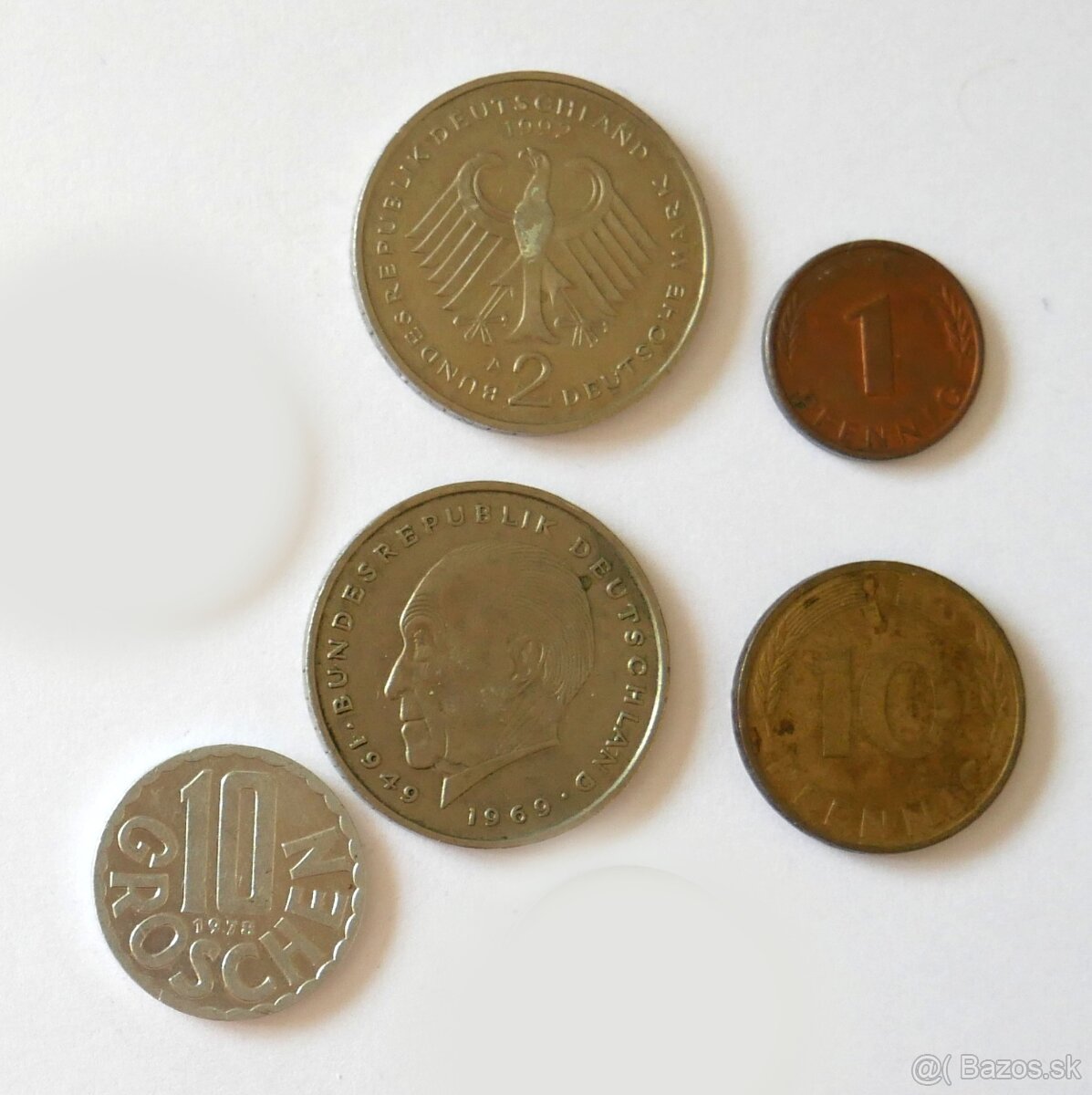 Mince - rôzne druhy na predaj - československé, Euro, britsk