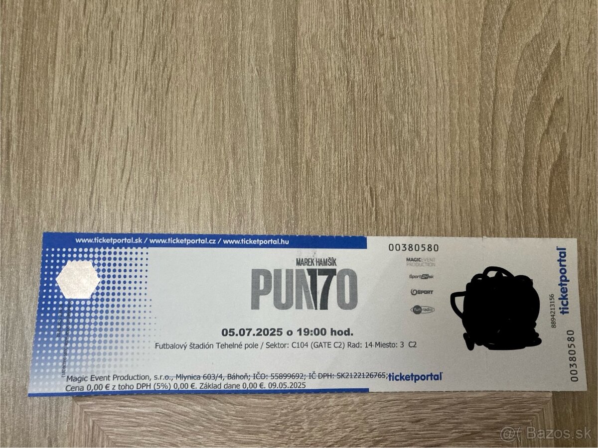 Predám lístok na rozlúčkový zápas Mareka Hamšíka