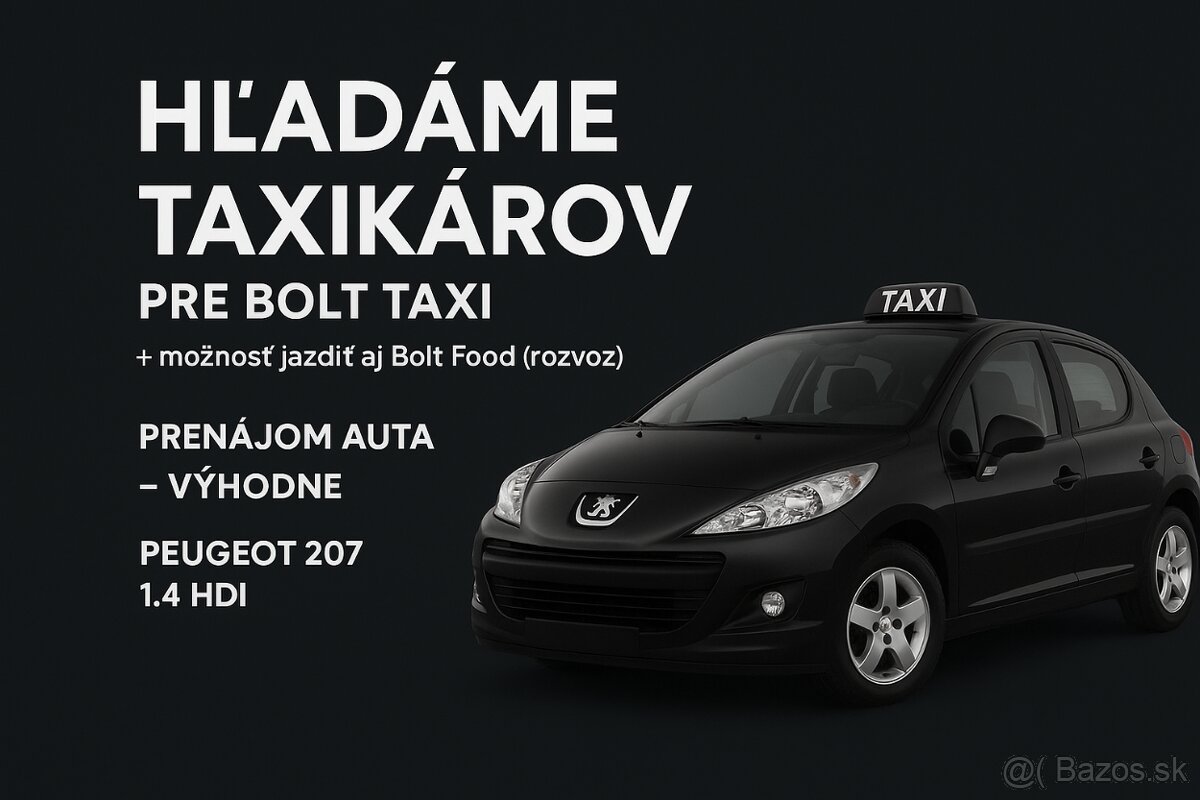 Ponuka práce vodiča v Bolt flotile + Prenájom vozidla