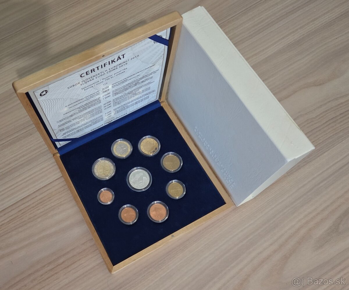 sada Slovensko 2019 Zavedenie eura - drevená kazeta 700 kus