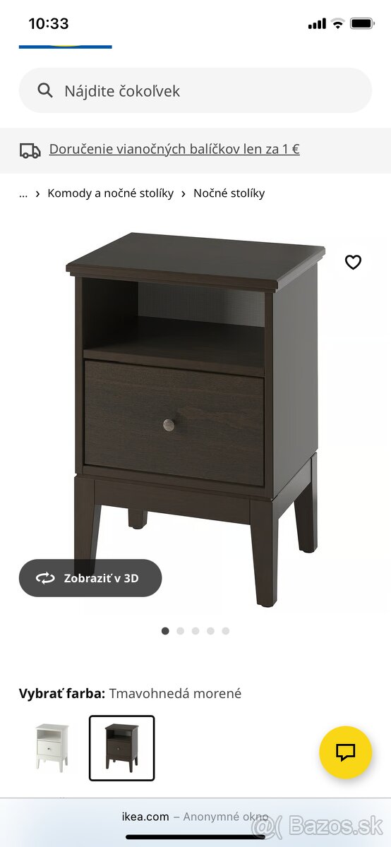 nový nočný stolík Ikea IDANAS