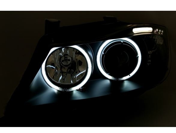 BMW E90, E91 predné svetlá CCFL Angel Eyes čierne, nové