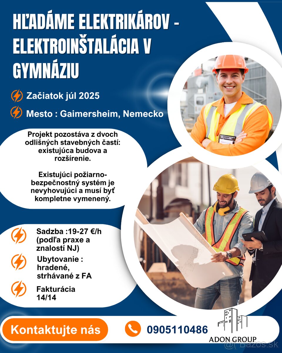 Hľadáme elektrikárov do Nemecka na živnosť