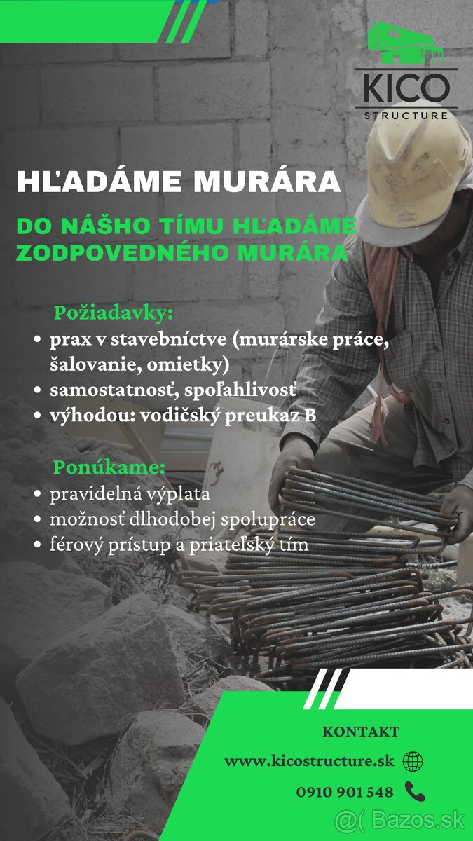Murár / partia - stabilná práca
