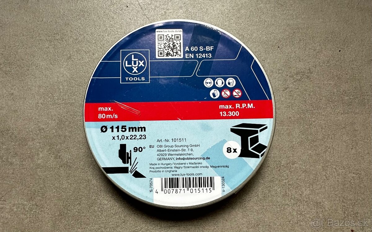 LUX rezné kotúče vystužené tkaninou 115mm