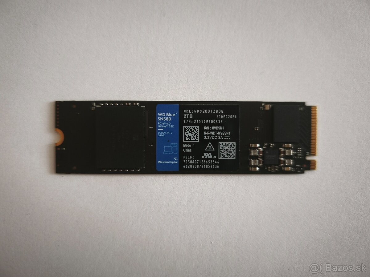 Western Digital Blue SN580 2TB, M.2 2280, NVMe (nepoužité)