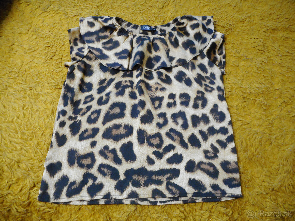dievčenský top s leopardím vzorom 140cm