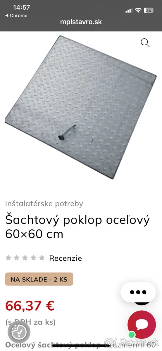 Poklop ocelovy na sachtu