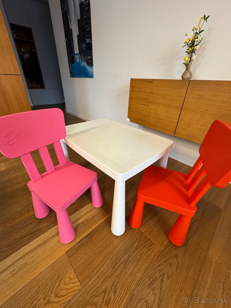 MAMMUT Detské 2 stoličky a stôl IKEA 77x55 cm
