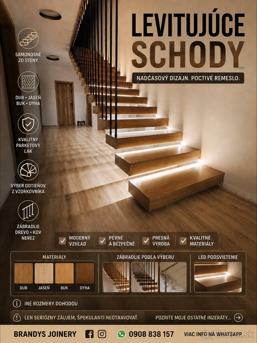 Levitujuce schody zo steny schodnice schodisko