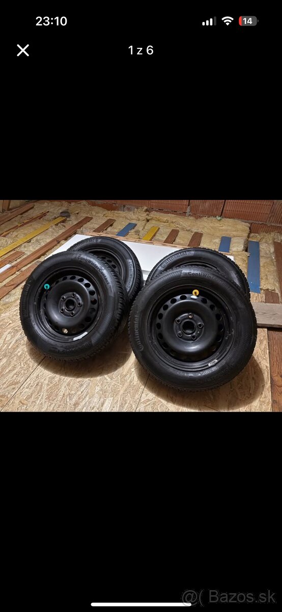 Plechové disky + pneu 195/65 R15 Continental WinterContact