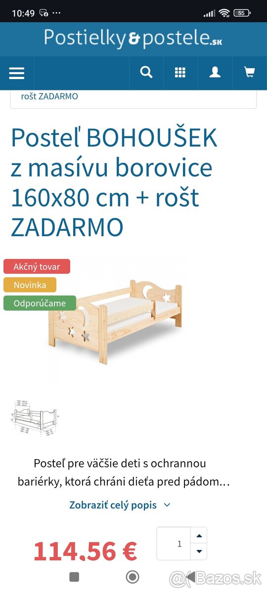 Detská drevená posteľ