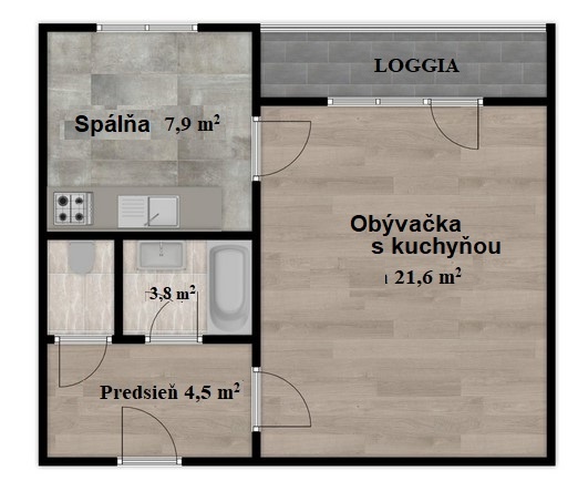 Novo zrekonštr. 2 izb. byt s loggiou, P.Horova