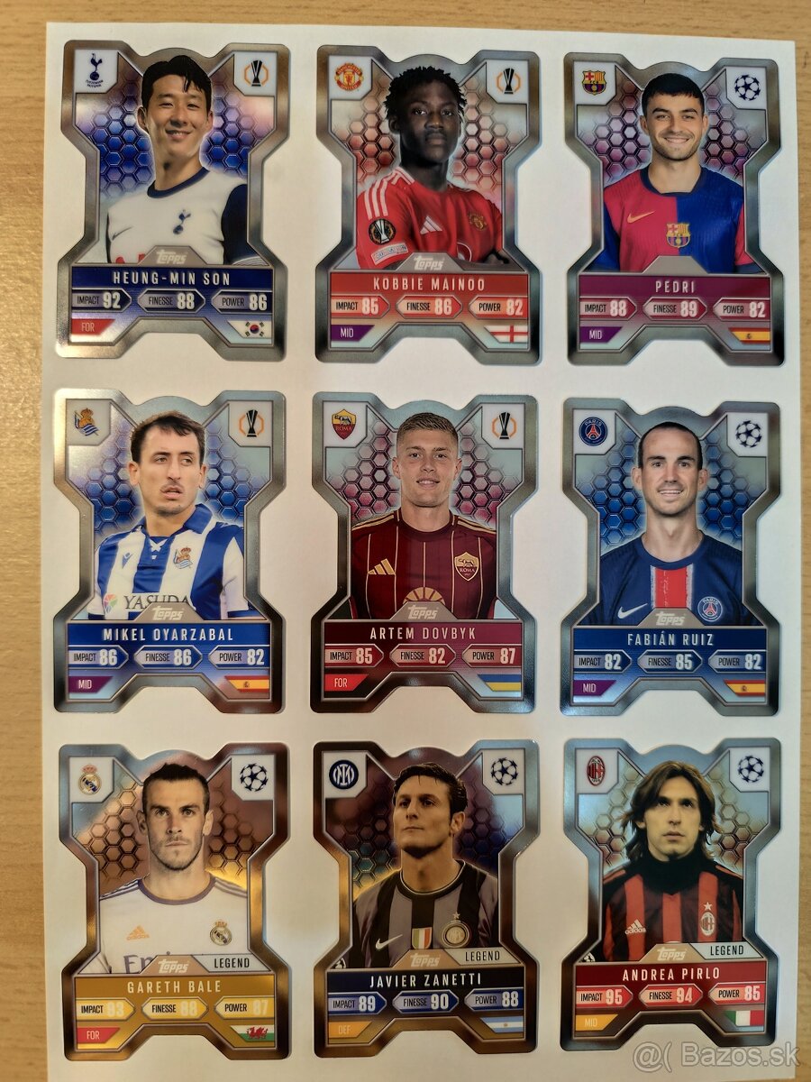 Chrome X topps match attax extra kartičky 2024/25 1-9 komple