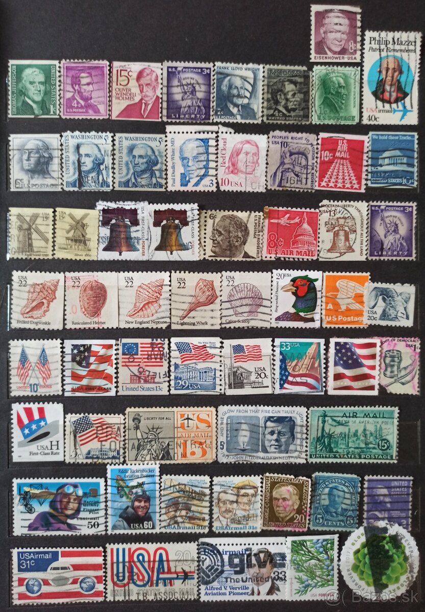 Zbierka poštových známok USA 58 ks