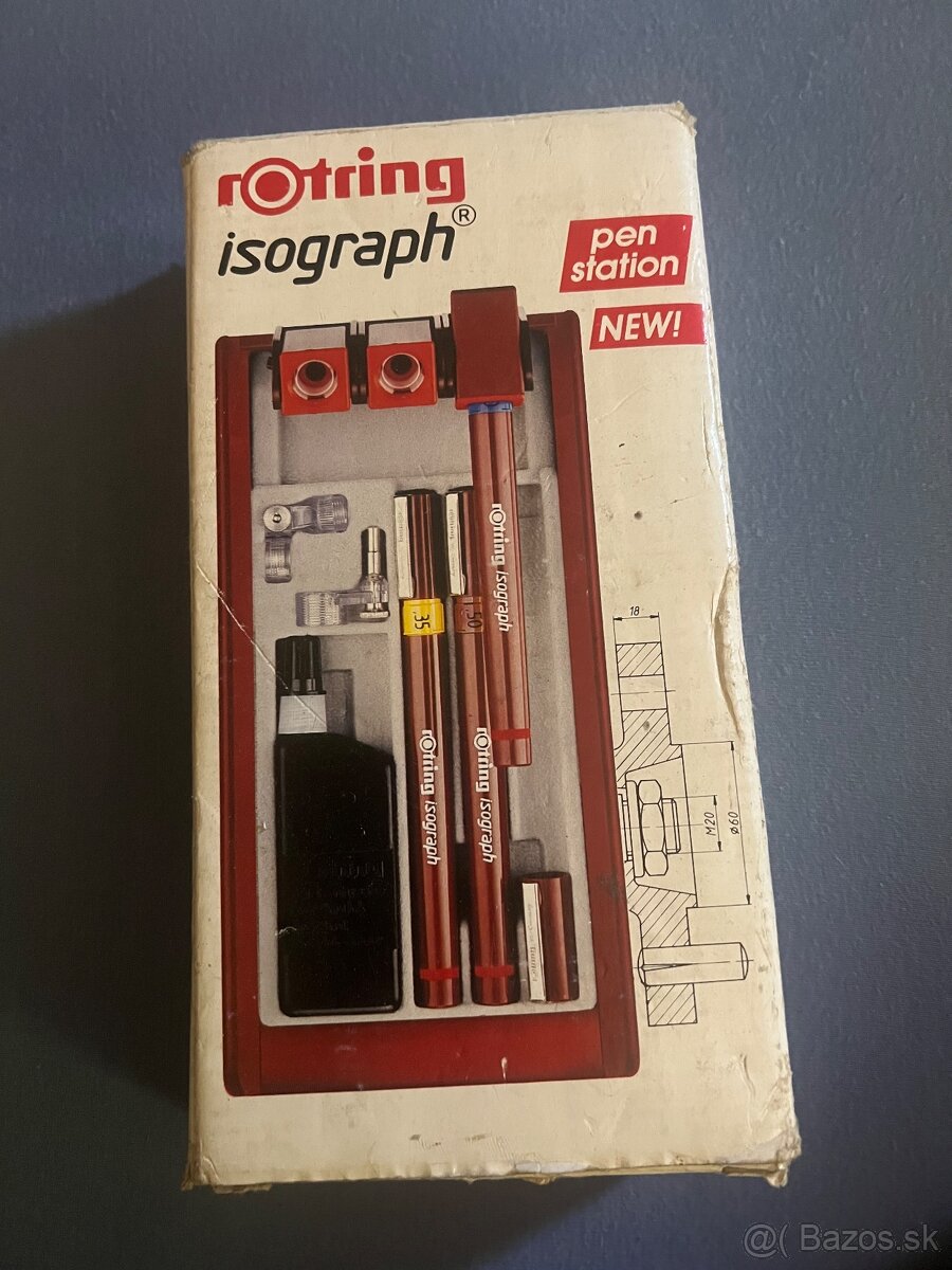 Sada technických per Rotring Isograph Pen Station