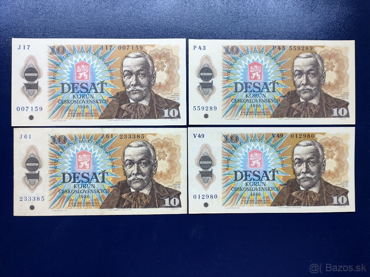 bankovky ČSSR 10Kčs 1986, 50Kčs 1987