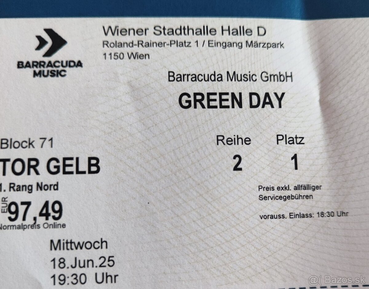 Green Day Viedeň 18.6. 2025