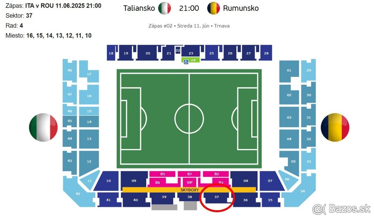 ME U21 vo futbale na zapas ITA VS ROU 8listkov za 50€
