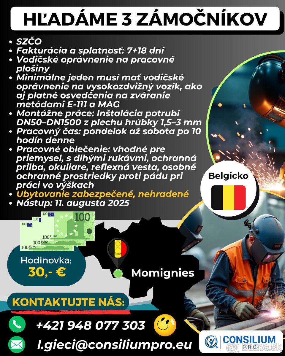 Hľadáme troch zámočníkov na prácu v Belgicku