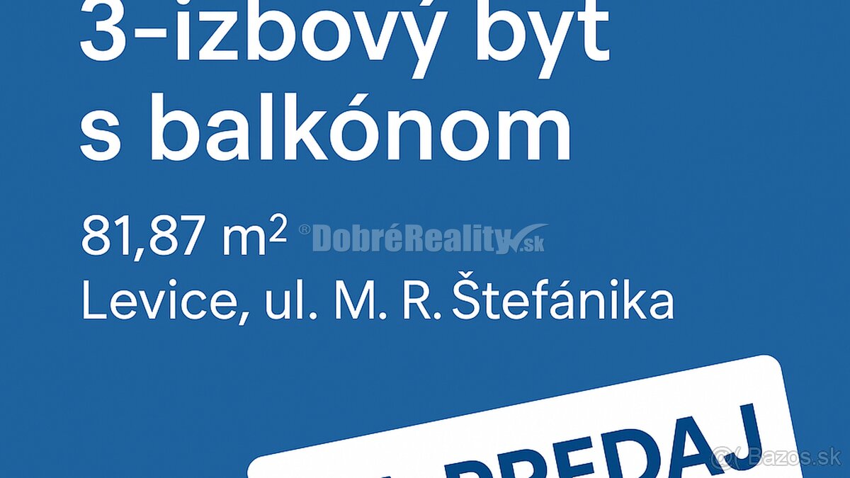 3-izbový byt s balkónom na skvelej adrese – Levice, ul. M. R